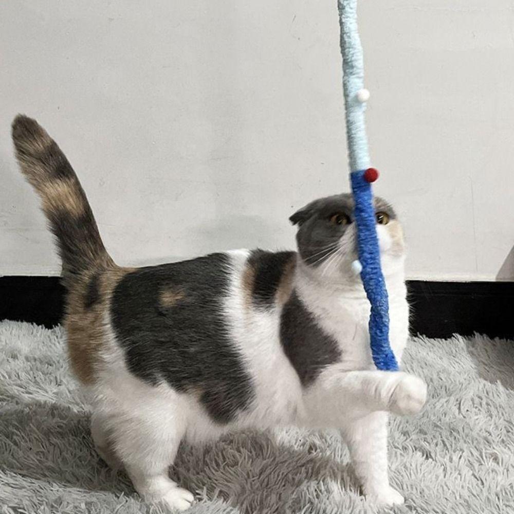 Bunte Katzenangel Plüsch Interaktives Spielzeug Raupe Haustierbedarf Outdoor-Spaß