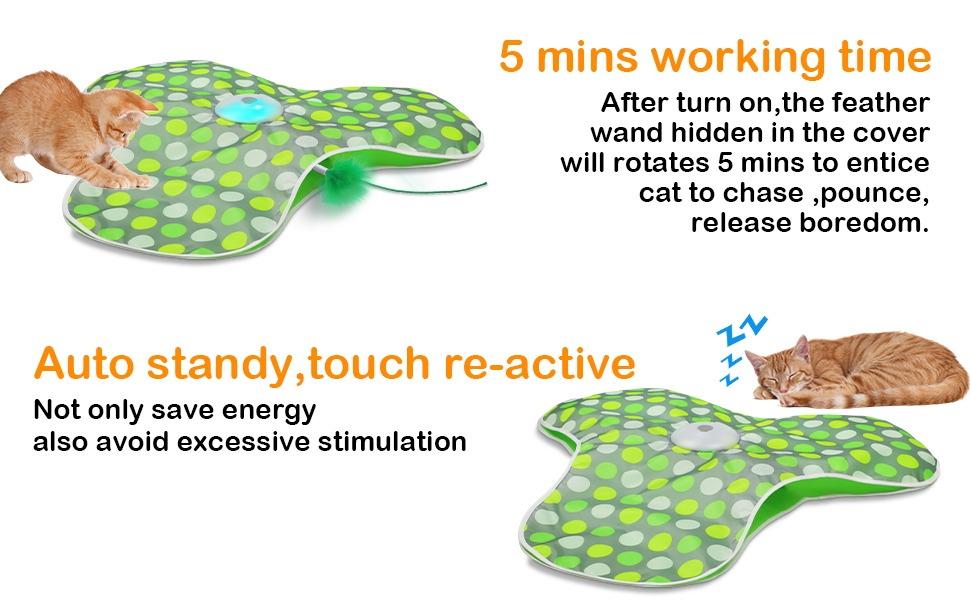 Smart Cat Toys Interactive Hide and Seek Cat Toy with Mouse Squeaky Motion Activated Moving Concealed Feathers Kitten Teaser Toy