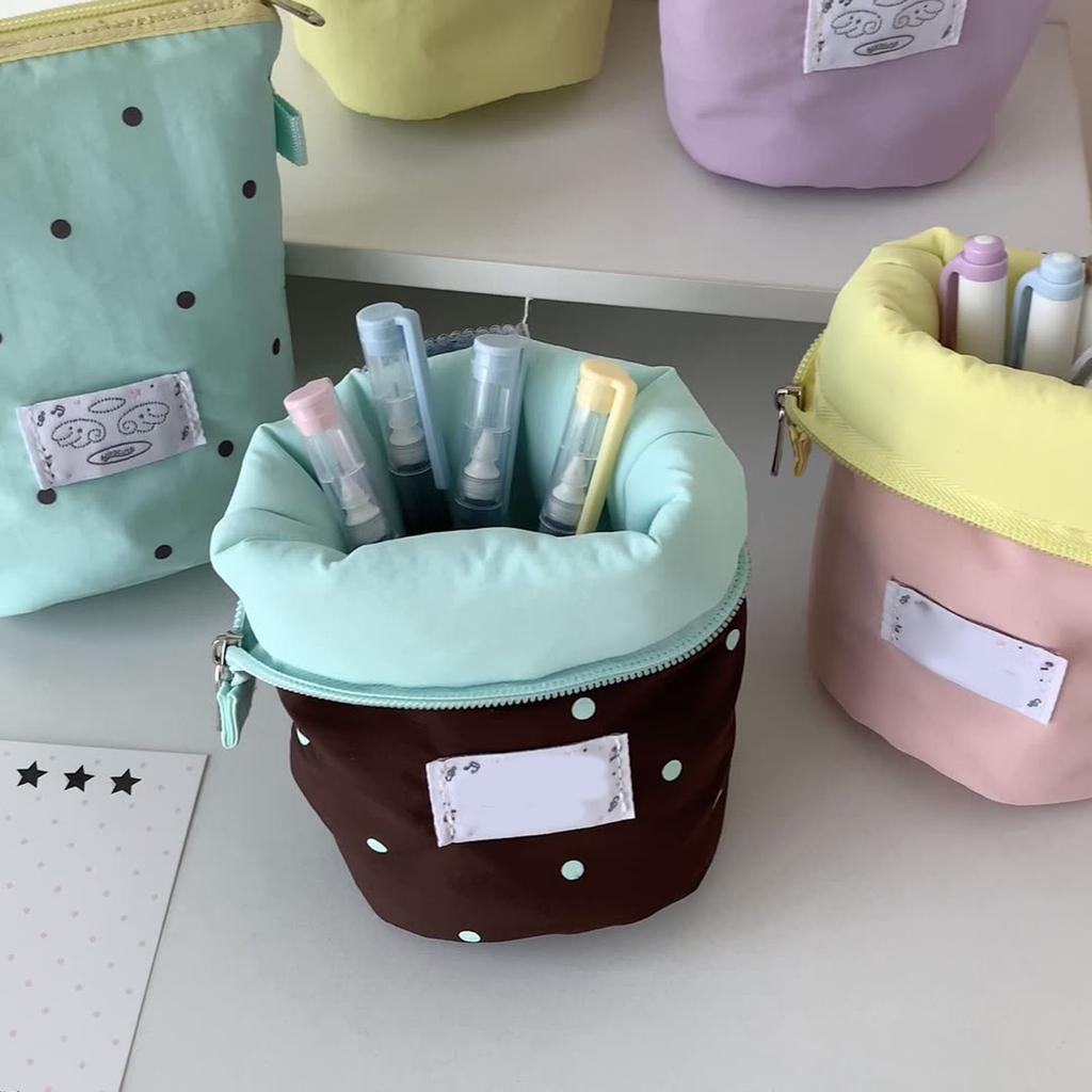 User Friendly Cloth Pen Pouches With Spacious Interior Dot Pattern Lightweight Student Essential For Classroom