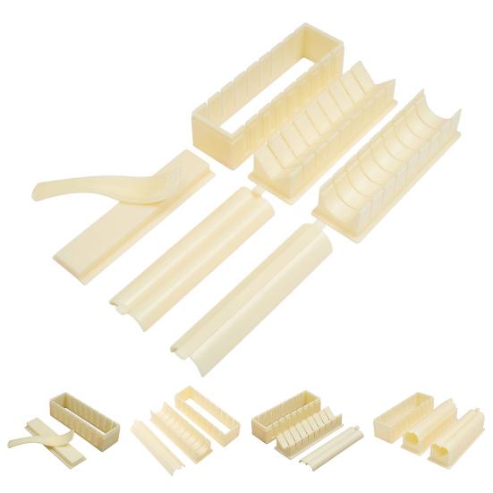 Pressa per Sushi, Stampini per Sushi Roll per Principianti, Set Compatto di Stampini per Sushi con Forme Quadrate, Rotonde e a Cuore, Kit Facile per Preparare Sushi Fai-da-Te per Pasti Veloci