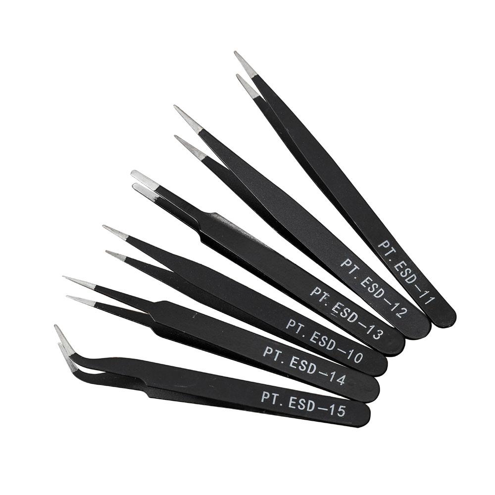 6PCS Anti-Static ESD Tweezers Set - Anti-Magnetic for Electronics & Cake Decorating