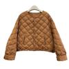 Rhombus short down jacket women's 2024 winter new fashion round neck lightweight small foreign style warm jacket tide