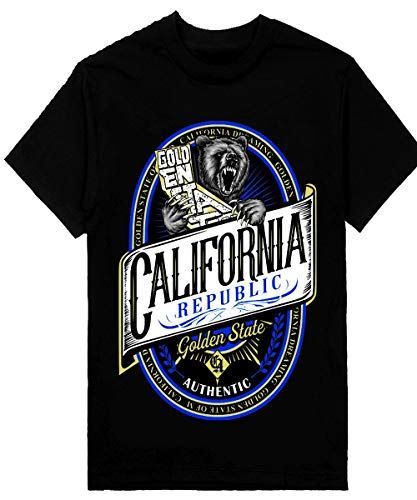 California Republic Mens Heavyweight T-Shirt Printed On Shaka Wear Tee Golden St Unisex T-Shirt S