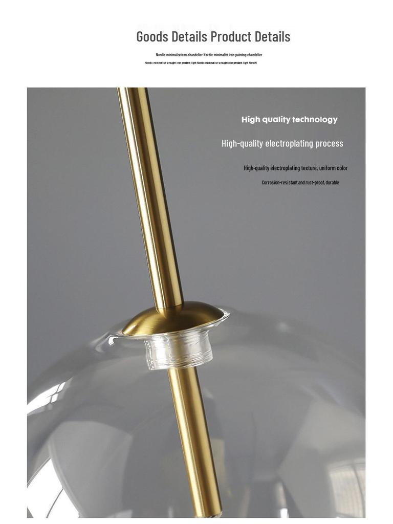 Nordic Minimalist Transparent Glass Ball Pendant Light for Bedroom or Bar