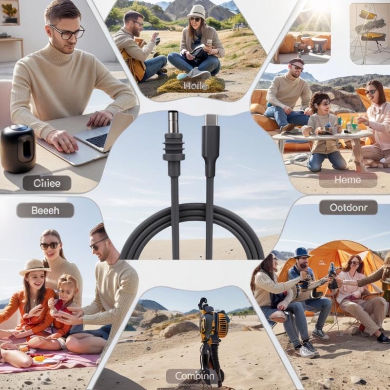 USB Type C to Barrels Power Cord for Mini Waterproof Charging Cable with PD100W Support