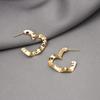 Gold Color Metal Heart Stud Earrings for Women Uneven Unique Geometric Statement Female Fashion Ear Jewelry Party Accessories