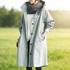 Women's Trench Coat Long Sleeve Cotton Hoodie Jacket Oversized Windbreaker Jacket Loose Fit Fall Outerwear