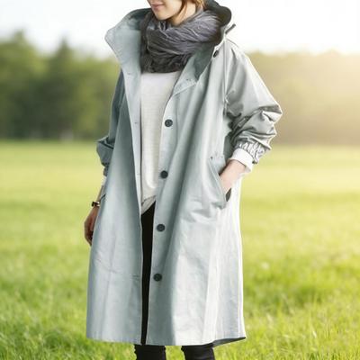 Yousheng Manteau Trench Femme Manches Longues Veste à Capuche en Coton Oversize Coupe Ample Vêtement d'Extérieur d'Automne