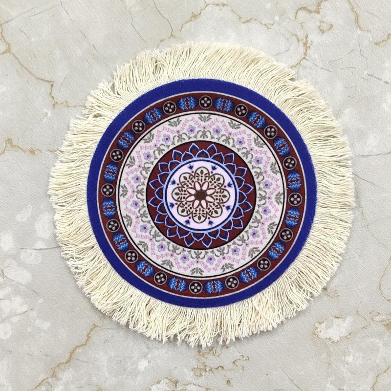 Tea Cup Pad Circular Mouse Wrist Guard Pad Dining Table Coffee Pad Retro Bowl Pad Patterned Design