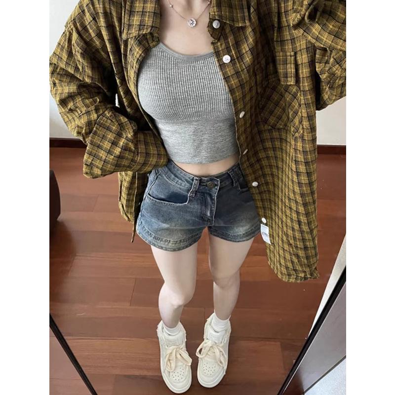 

Women s 2025 High Waist Slimming Retro Denim Shorts S