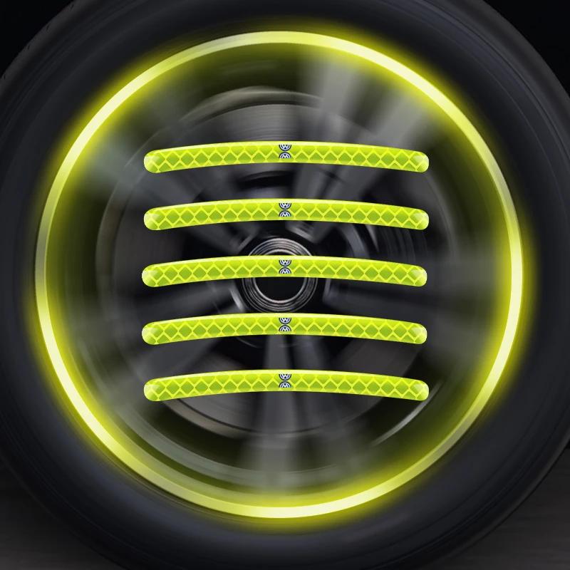 VW GTI GOLF Car Stickers Car Wheel Luminous Stickers Fluorescent Color Wheel Decoration Stickers For Volkswagen Polo Passat B5 B