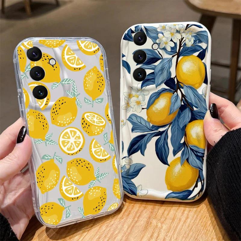 Summer Fruit Lemon Silicone Case For Samsung Galaxy A56 A55 5G A15 A54 A16 A35 A14 A26 A36 S25 S24 Ultra S22 S21 Plus S23 FE