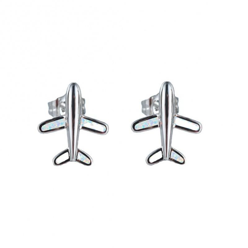 Ebay rose gold opal airplane stud earrings femininity simple and versatile ins ear jewelry
