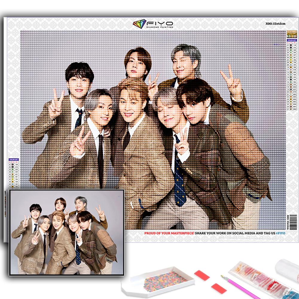 5D DIY Diamond Painting Cross Stitch Korean Boy Group Diamond Embroidery Mosaic Wall Art Home Decoration
