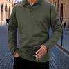 Men's Solid Color Sports Button Lapel Long Sleeve Tops Men's Casual Fashion Long Sleeve Tops