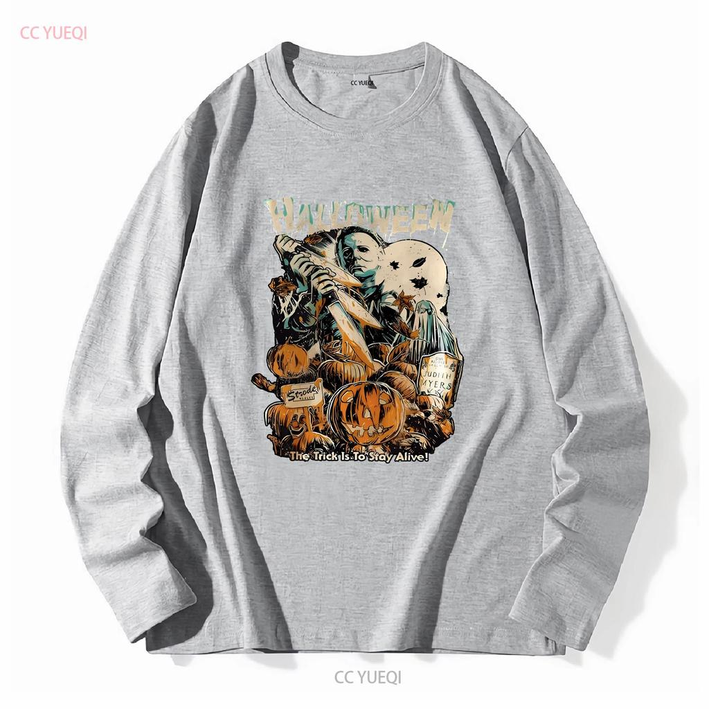 The Trick Is To Stay Alive T Shirt Halloween Horror Movie Vintage Washed Stylish Versatile Designer Clothes Soft Comfortable