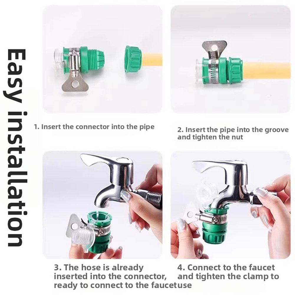 Green ABS Quick Connect Water Hose Faucet Adapter 1/2 3/4 Inch For Washing Machine Sink General Plumbing Connector
