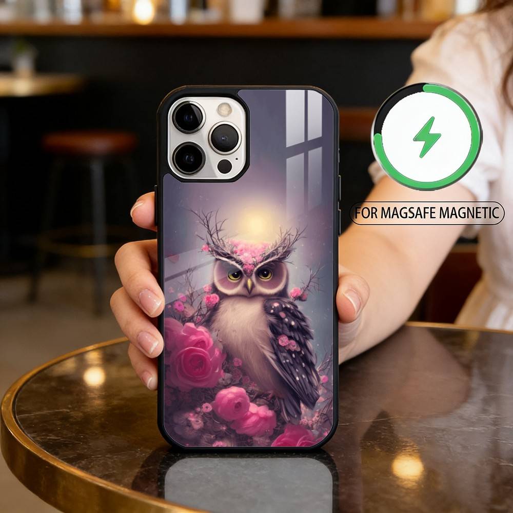 C-Cute A-Animal O-Owl Phone Case For iPhone17,16,15,14,13,12,11 Plus,Pro Max Magnetic For Magsafe Wireless Charging
