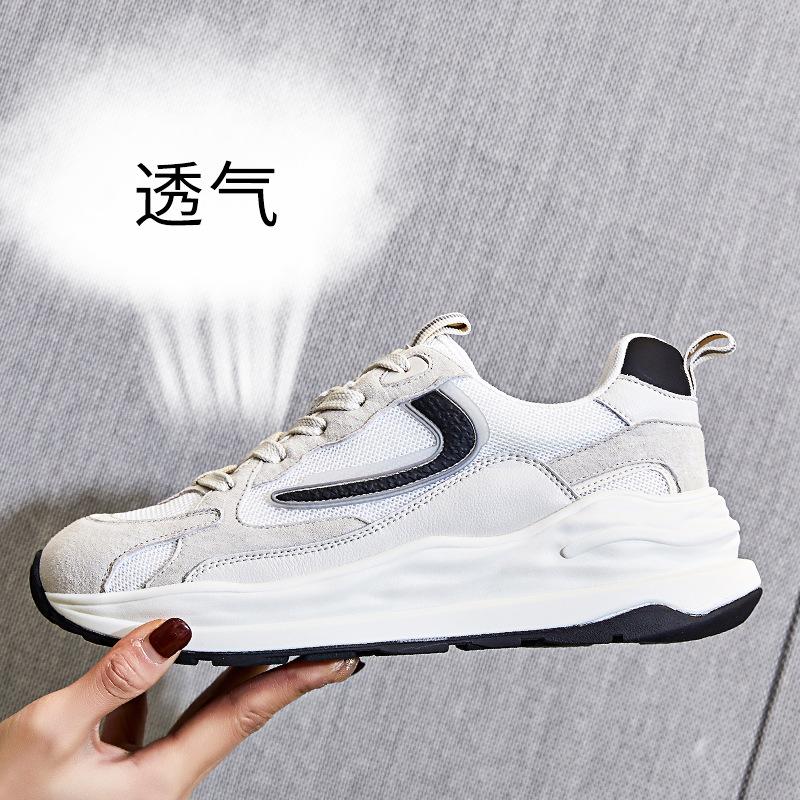 Running shoes women s 2025 spring new first-layer pigskin dad shoes platform sports net shoes genuine leather women s shoes 40