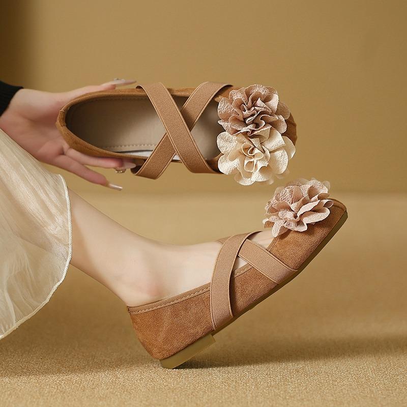 Suede Flowers Casual Flats Summer New Ladies Bags on Sale 2025 High Quality Slip-on Solid Sweet Flats Sapatos Planos