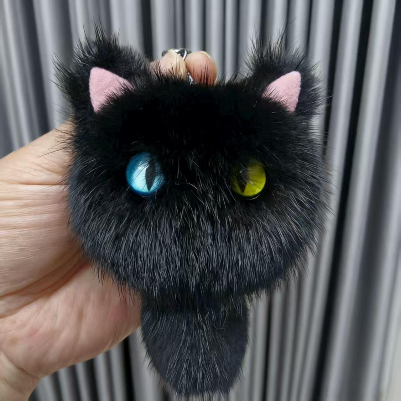 Очаровательный брелок-котенок из меха норки и подвеска на рюкзак