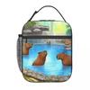 Bath Water Capybara Hot Spring Bubble Insulated Lunch Bag for Kids Cooler Thermal Food Box Tote Portable Lunch Boxes Container