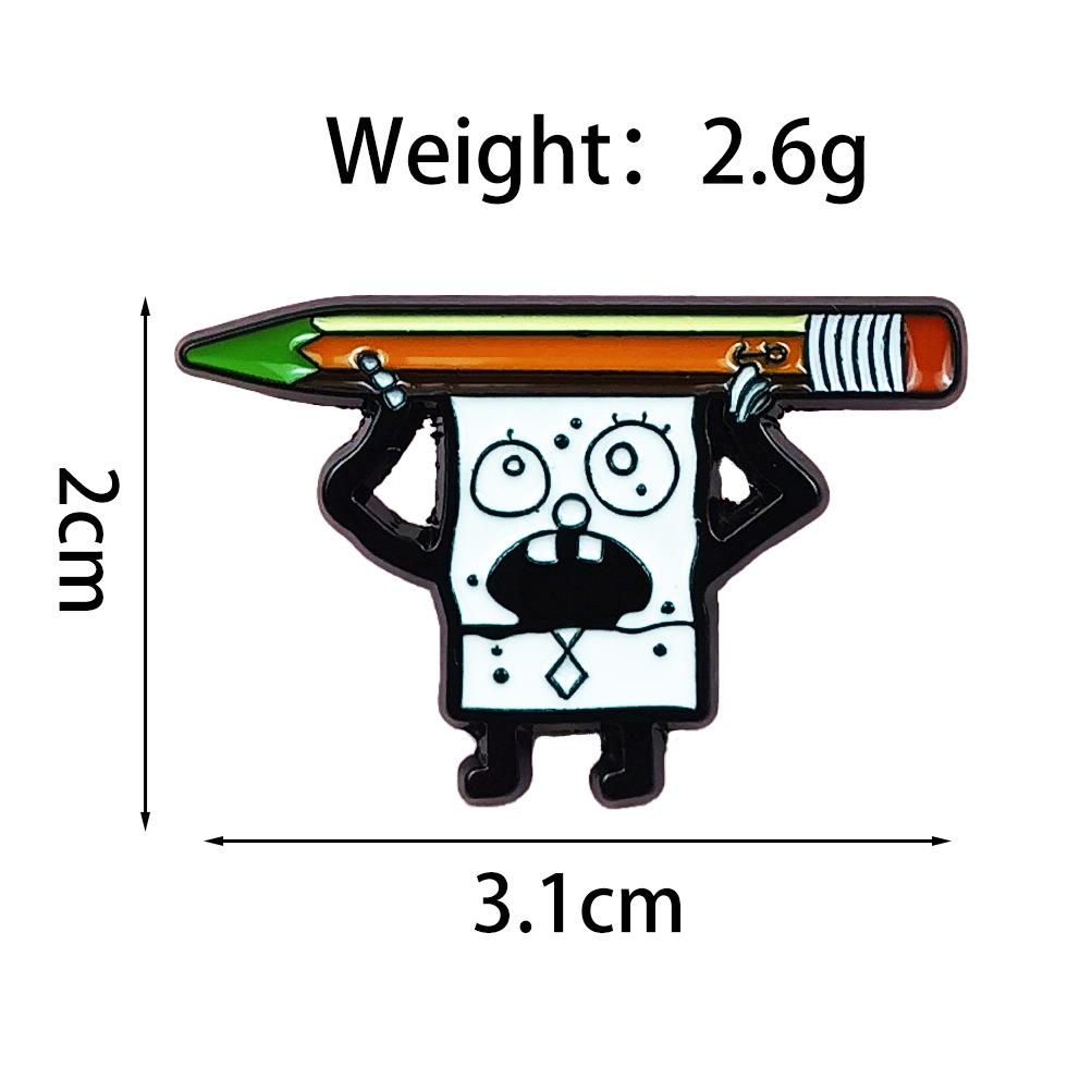 SpongeBob Cartoon Pencil-Shaped Pin Badge for Student Bags