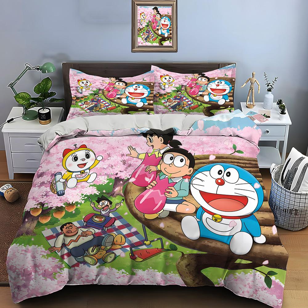 3Pc Multiple Styles D-Doraemon Cartoon Printed Bedding Set 1 Duvet Cover,2 Pillowcases Boys Girls Children Luxury Gifts