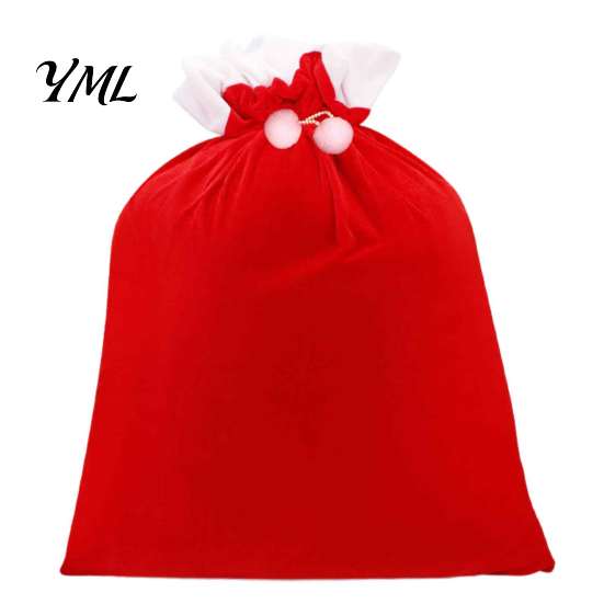 Elegant Christmas Gift Packaging Velvet Santa Bags, Large Red Soft Fabric Present Sack Gold Wraps with Drawstring Closure, Reusable Claus Bag