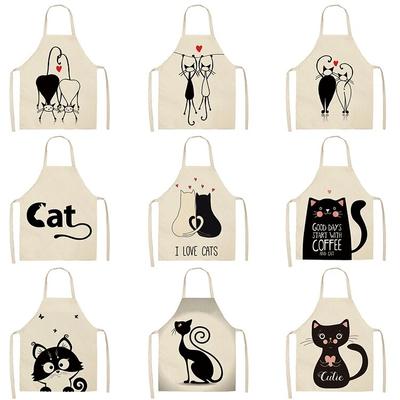 Home Cleaning Aprons Home Cooking Aprons Kids Kitchen Haircut Aprons Cat Kitchen Aprons Women's Linen Bibs