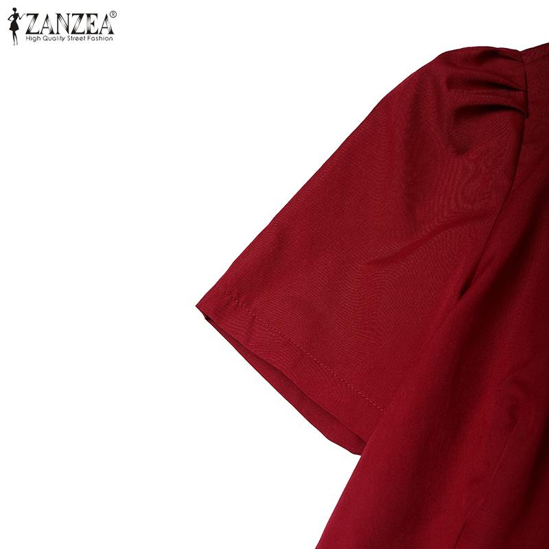 ZANZEA Women Casual Round Neck Short Sleeve Print Dress