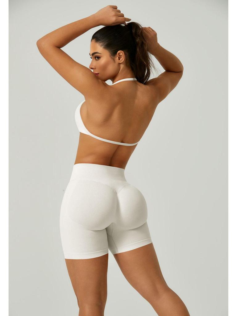 European Halter Neck Seamless Yoga Bra: Sexy, High Elasticity, Matte Finish, Beautiful Back Design