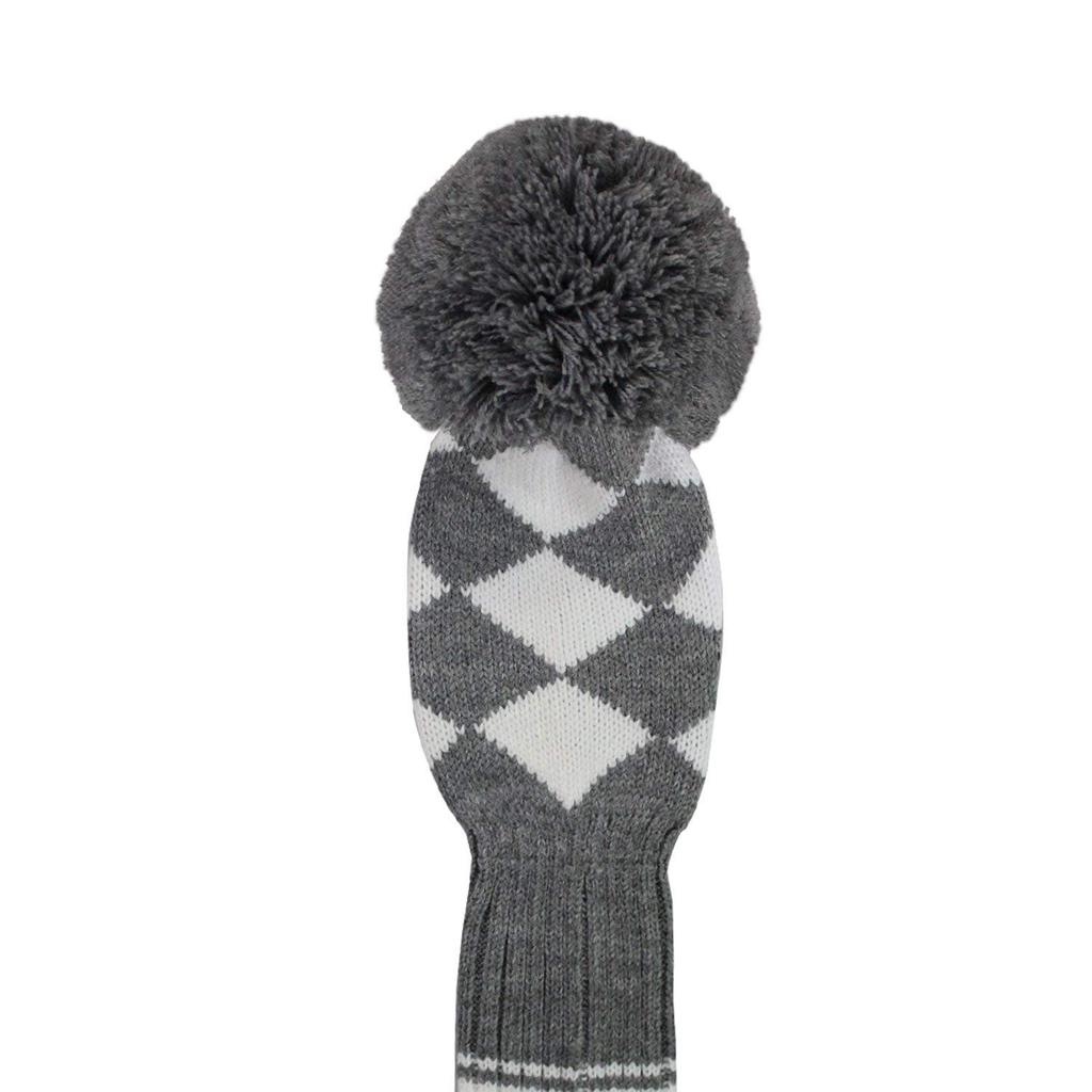 Pletená sada 4 kusů krytů na golfové hlavy, driver, dřevo (460 cm3) 1 fairwayové dřevo 2 a hybridní fairwayové 1 (Šedé kosočtverce)