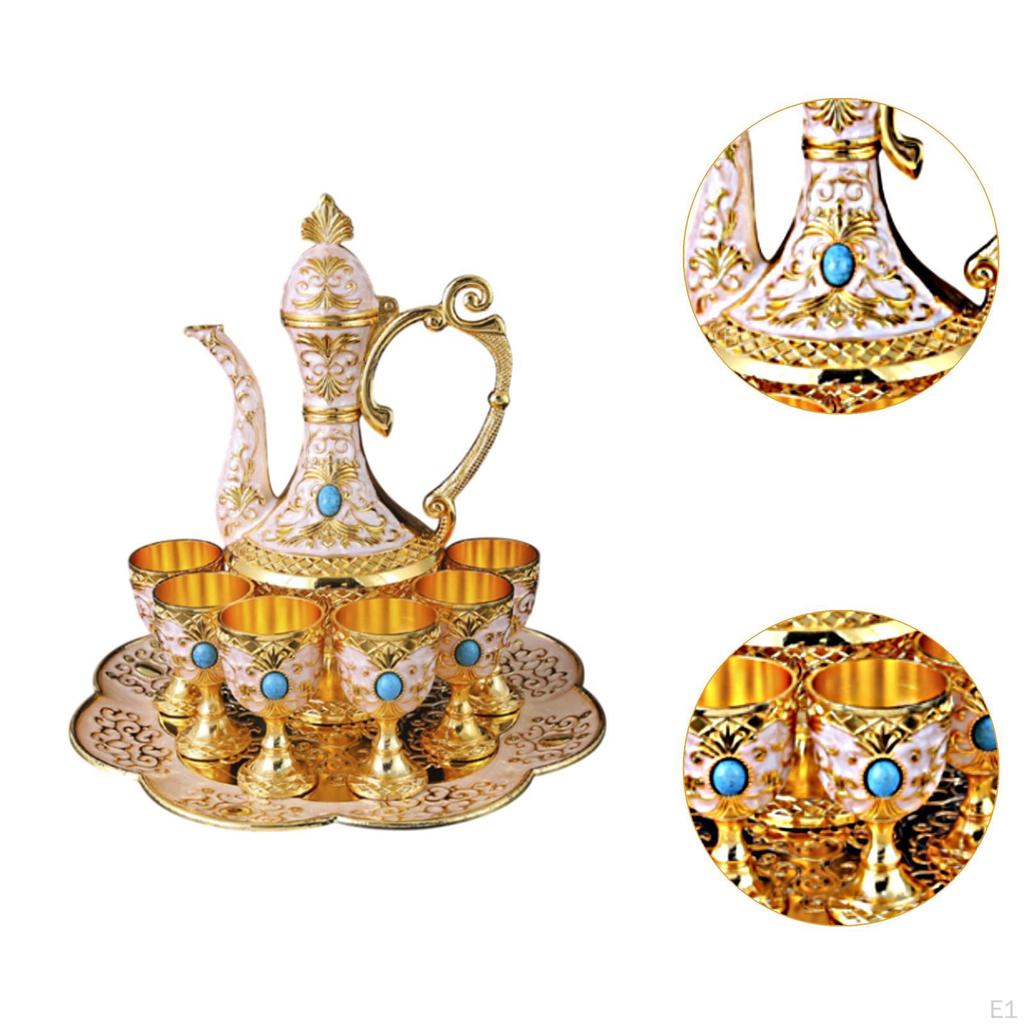 Coffee Cup And Teapot Collection, European Wine Pot Kits with Metal Glasses