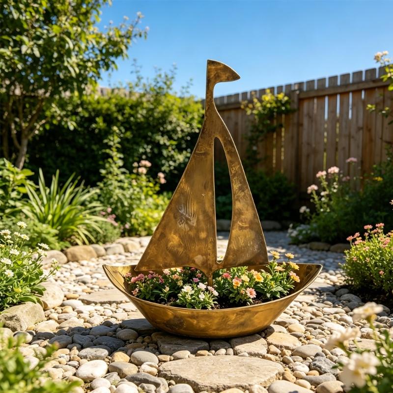 Iron Boat Flowerpot Open Flower Vase Arrangement Accessories Plant Container Balcony Plant Tabletop Decoration