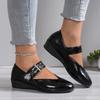 Women Female Buckle Shoes Strap Footwear Flats Fashion Women Dance Shoes Spring Round Toe Ladies Flats with Lolita Shoes Retro