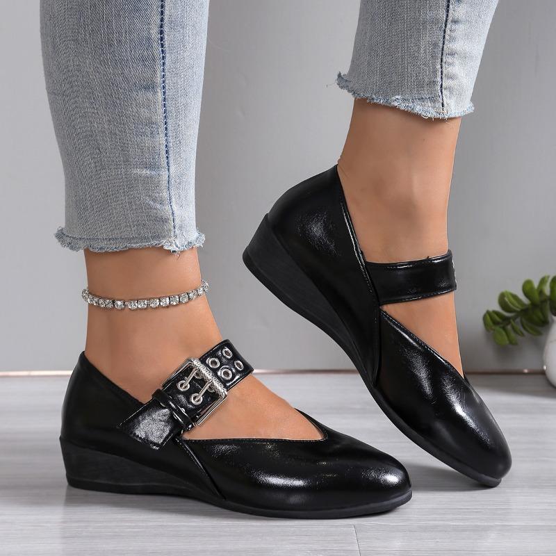 Women Female Buckle Shoes Strap Footwear Flats Fashion Women Dance Shoes Spring Round Toe Ladies Flats with Lolita Shoes Retro