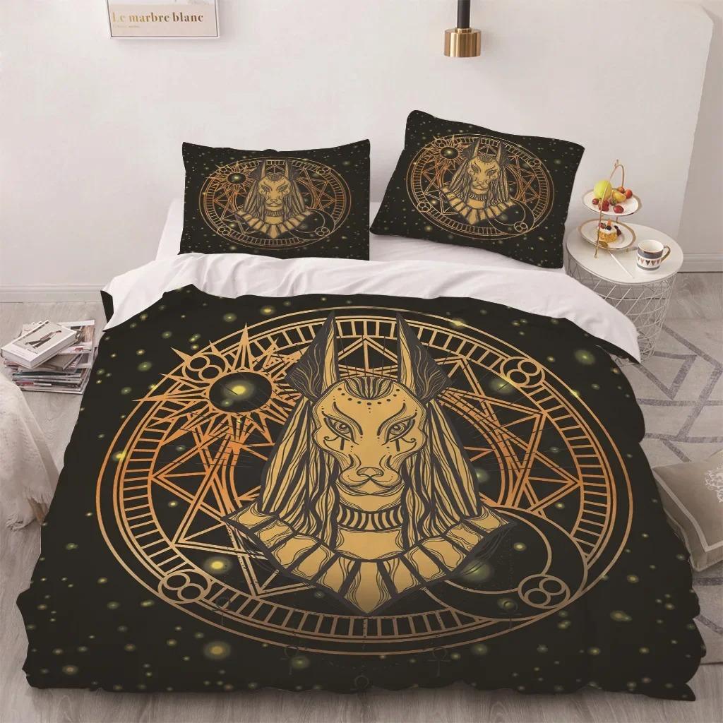Africa Egypt King Queen Duvet Cover Egyptian Pharaoh Bedding Set for Teens Adults Ancient Frescoes 2/3pcs Polyester Quilt Cover
