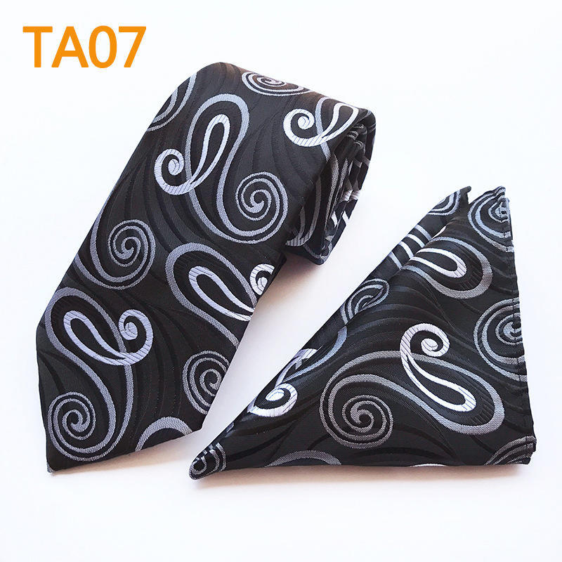 Polyester Large Waist Men'S Tie Men'S Pocket Towel Two-Piece Set