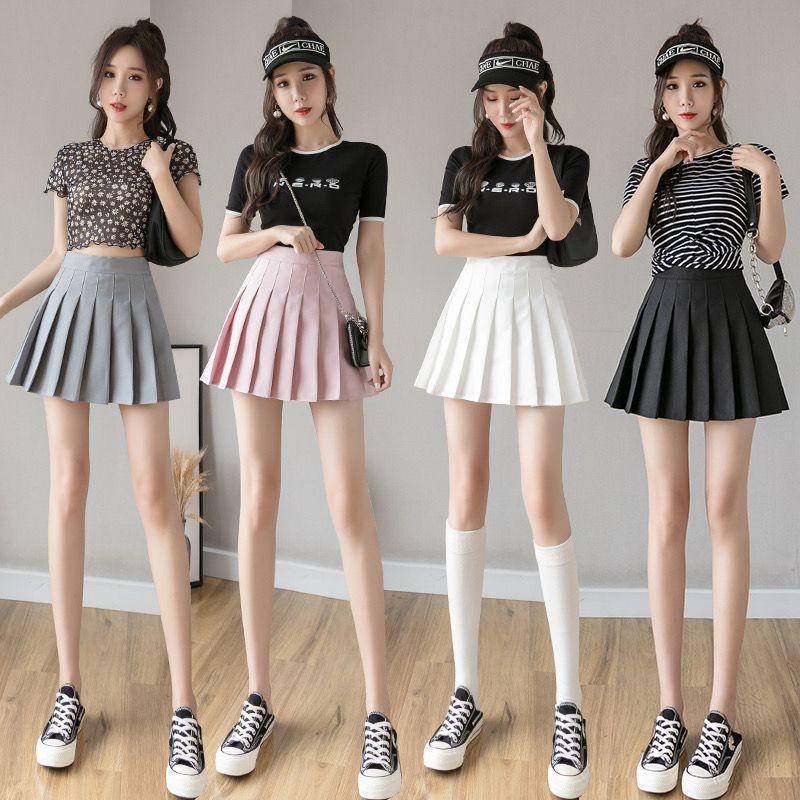 Japanese College Style High Waist Pleated A-Line Skirt - Anti-Exposure, Slimming Summer Short Skirt for Students