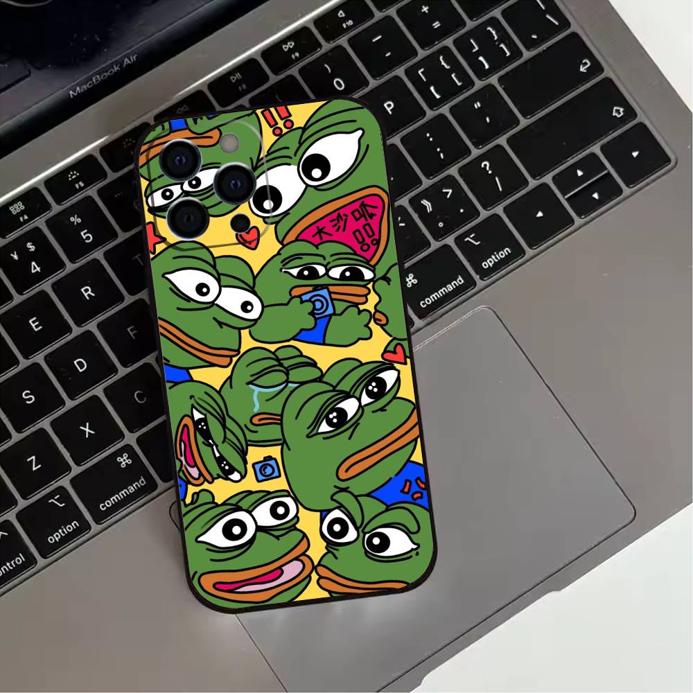 Funny P-Pepe Frog Sad  Phone Case For iPhone 17,16,15,14,13,12,11 Plus,Pro Max,XS,Soft Silicone Black Cover