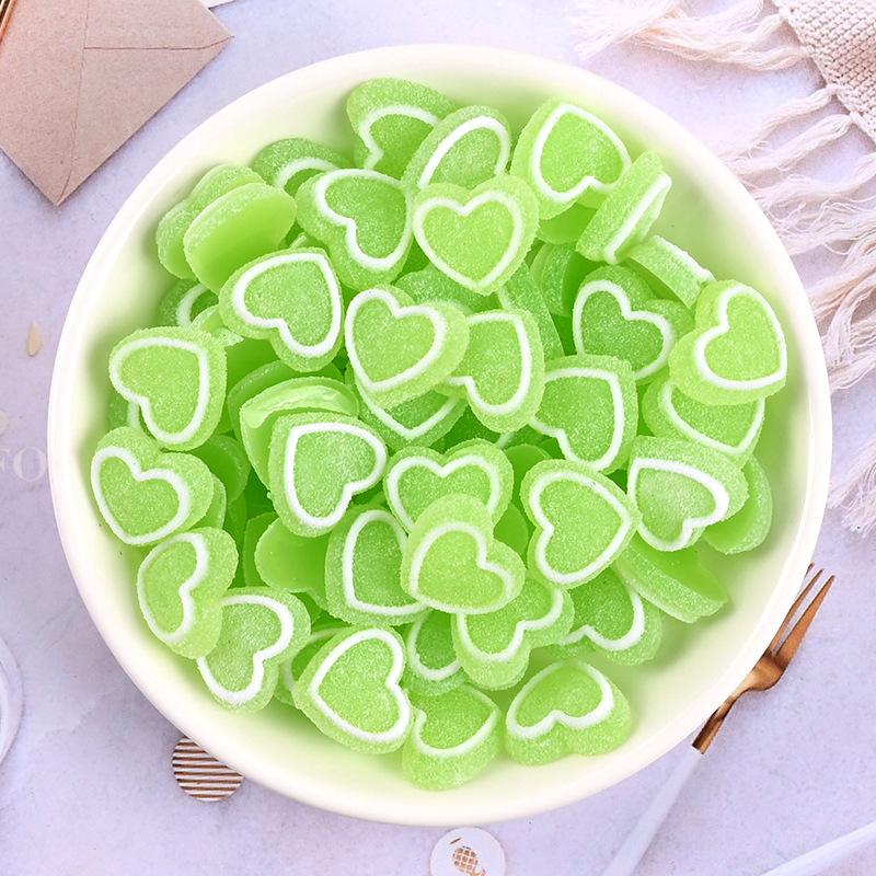 

20 Pcs Latest Cute Small Animation Heart-Shaped Candy Rubber Resin Flat Cabochons Scrapbook Diy Wedding Hairpin Accessories Craft G14