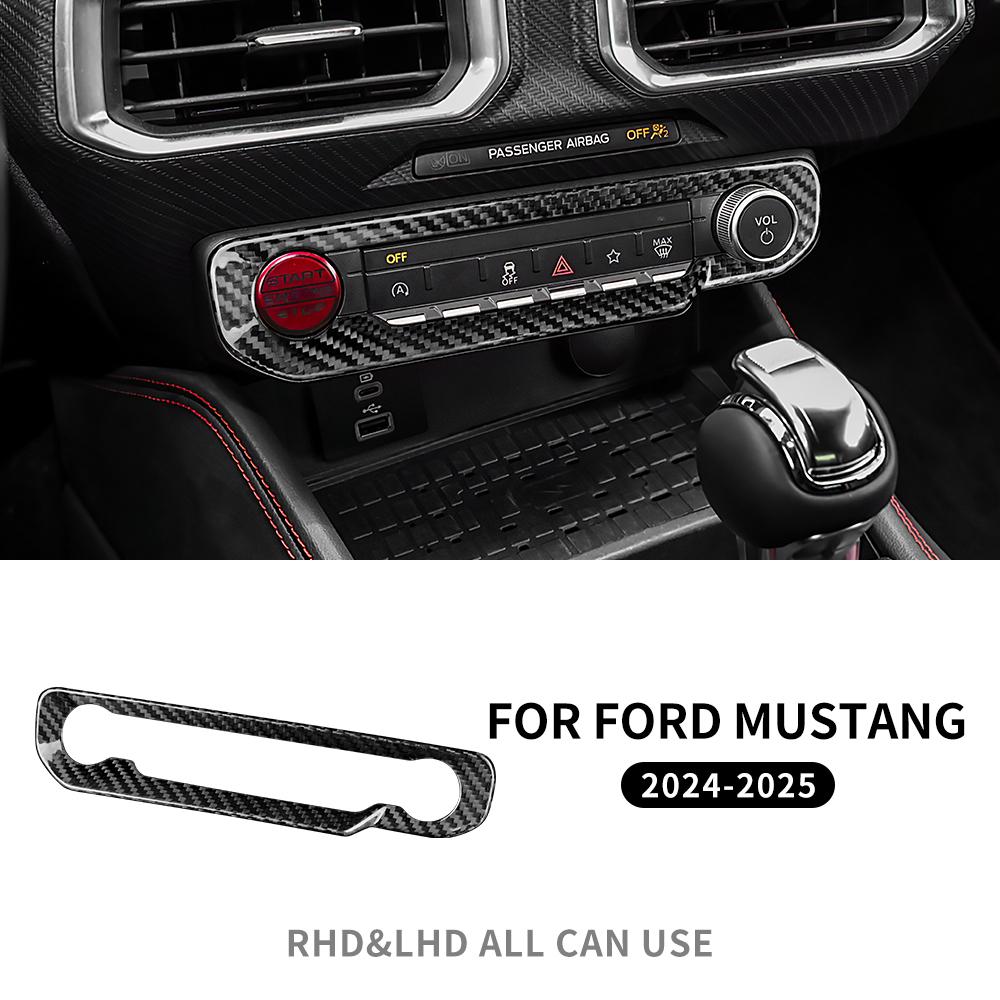 Dry Carbon Fiber For Ford Mustang GT 2024 2025 LHD RHD Car Car Central Control Star Button Panel Interior Trim