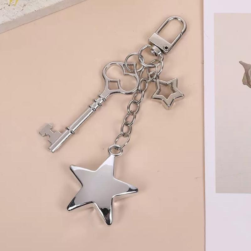 Star Bag Charm Trendy Bag Accessory Fashion Statement Pendant Gothic Key Ornament Alloy Texture for Keys and Purses