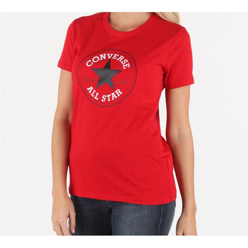 (WMNS) Converse All Star Round Neck Short Sleeve Red Women's 10017759-A01