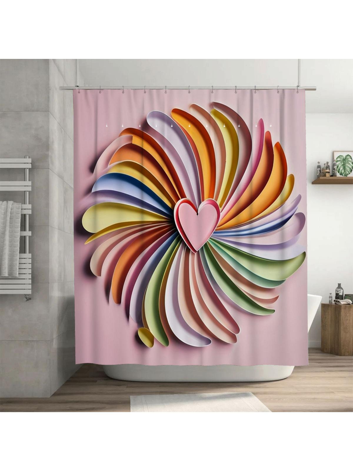 

Colorful Heart Spiral Shower Curtain | Vibrant And Modern Bathroom Decor W60H190(CM)-1 Pcs