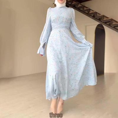 Nouvelle Robe Longue Florale d'Automne 2025 pour Femmes - Taille Haute & Design à Nouer