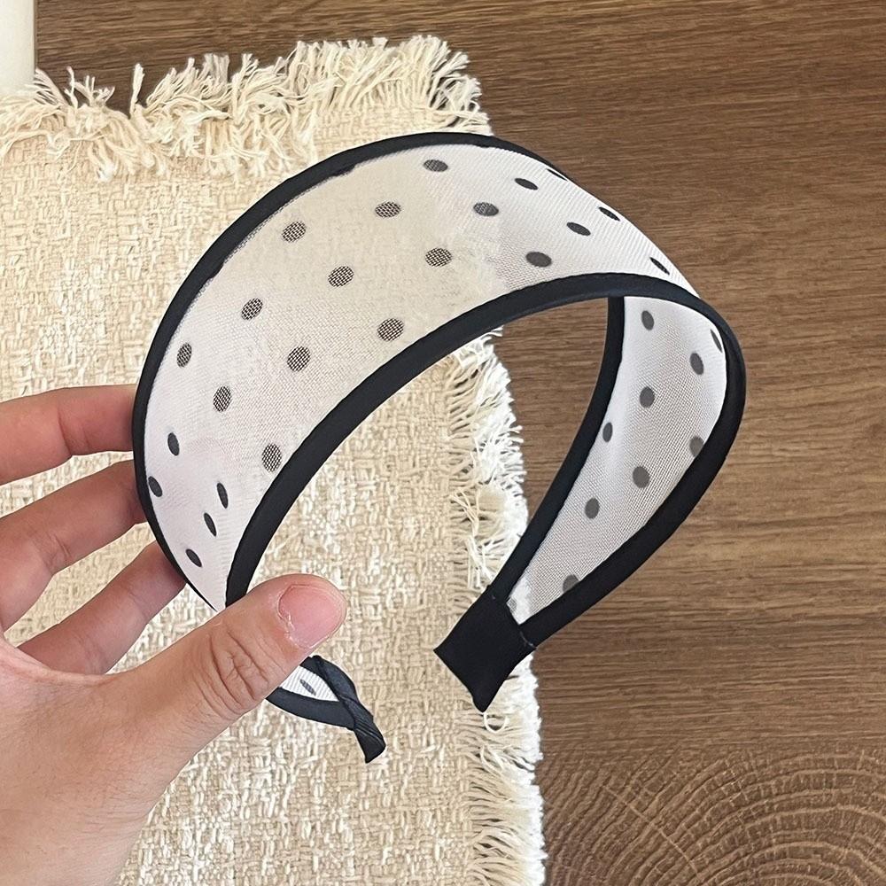 Soft Fabric Hair Hoop Polka Dot Pattern Wide Headband Comfortable Mesh Headband Travel Use