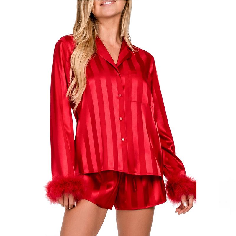 

Spring 2026 Satin Stripe Women s Casual Home Shorts Set - Comfortable & Stylish Kid 3T червоний