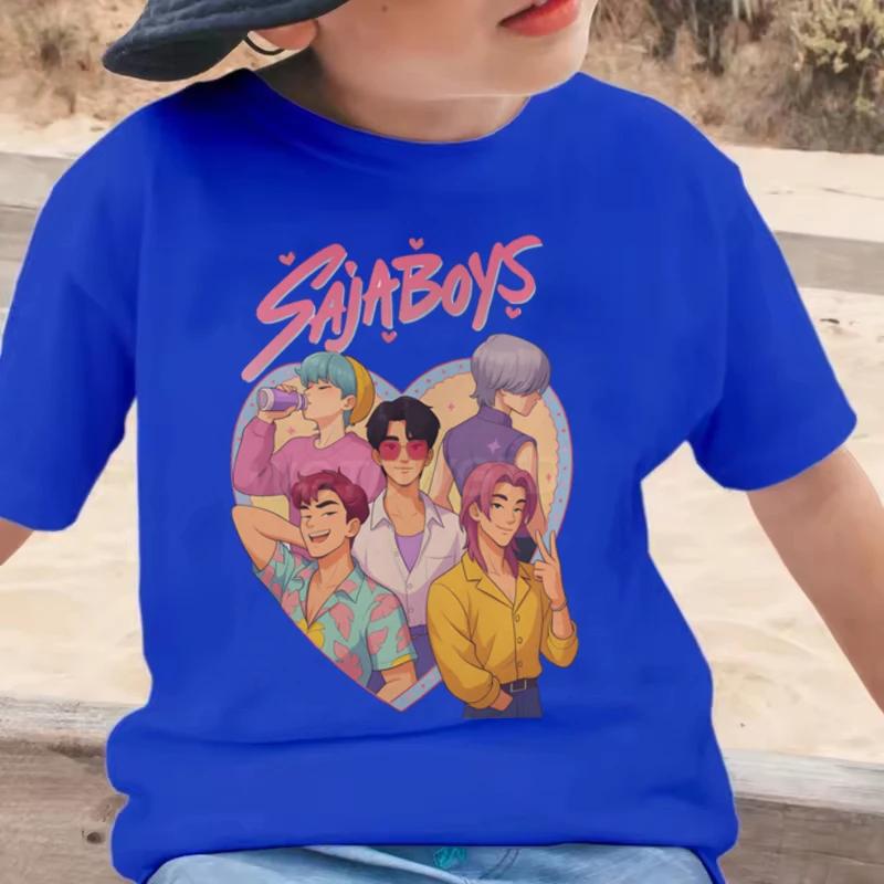Summer Short Sleeve KPop Demon Hunters Saja Boys Print T-shirts Boys Comfortable Short Sleeves Casual T-shirt